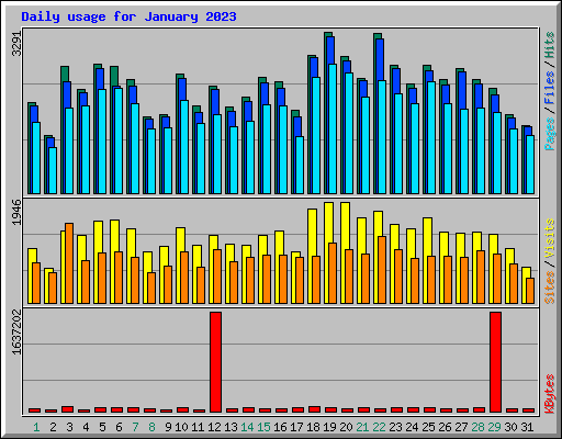 Daily usage for January 2023