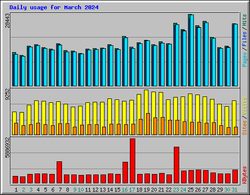 Daily usage for March 2024