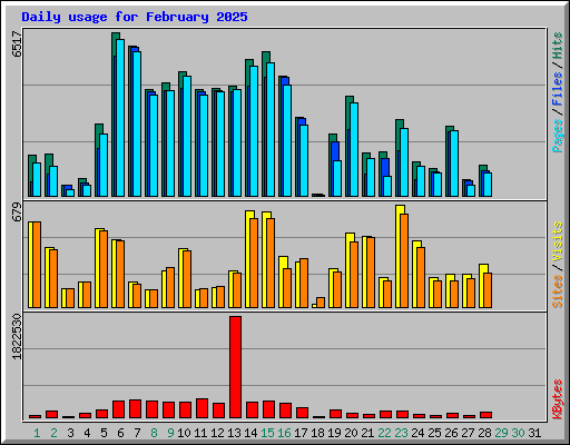 Daily usage for February 2025