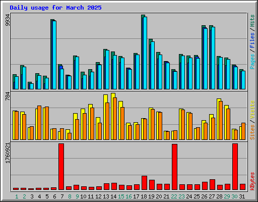 Daily usage for March 2025
